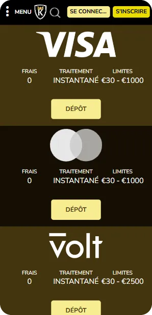 KingsChance - Deposit Screen