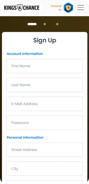 KingsChance - Register Screen