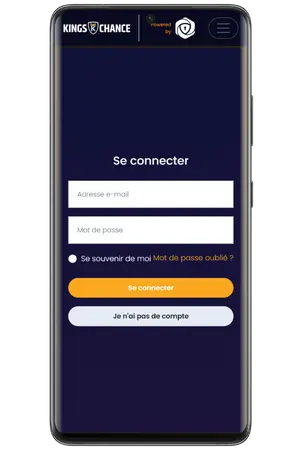 Kings Chance APK registration formulaire identifiants email mot de passe