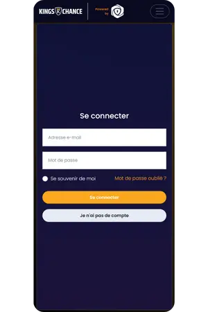 Kings Chance APK connexion formulaire email mot de passe sécurisé
